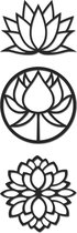 Hout-Kado - Lotus Bloemen Set - Small - Zwart - Geometrische dieren en vormen - Hout - Lasergesneden- Wanddecoratie