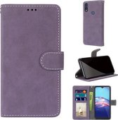 Voor Motorola Moto E (2020) Retro Frosted Horizontale Flip PU lederen tas met houder & kaartsleuven & portemonnee & fotolijst (paars)