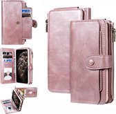 Voor iPhone 11 Pro Max Retro multifunctionele horizontale flip PU lederen tas met kaartsleuf en houder & portemonnee en fotolijst (roségoud)