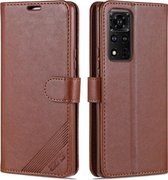 For Honor V40 5G AZNS Sheepskin Texture Horizontale Flip Leather Case met houder & kaartsleuven & portemonnee (bruin)