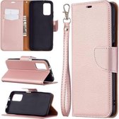 Voor Xiaomi Poco M3 Litchi Textuur Pure Kleur Horizontale Flip PU Lederen Case met Houder & Kaartsleuven & Portemonnee & Lanyard (Rose Goud)