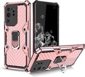 Voor Samsung Galaxy S20 Ultra Cool Armor PC + TPU schokbestendig hoesje met 360 graden rotatie ringhouder (roségoud)