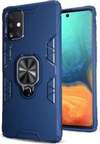 Voor Galaxy A71 schokbestendige TPU volledige dekking beschermhoes met 360 graden roterende ringhouder (blauw)