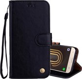 Voor Samsung Galaxy J5 (2017) / J530 (EU-versie) Zakelijke stijl olie-wastextuur Horizontale flip lederen tas met houder & kaartsleuven & portemonnee (zwart)