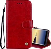 Voor Sumsung Galaxy Note 8 zakelijke stijl olie wax textuur horizontale flip lederen tas met houder & kaartsleuven & portemonnee (rood)