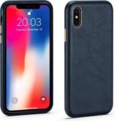 Lamsvachttextuur Vierhoekige volledige dekking Leer + metalen beschermhoes voor iPhone 7 Plus / 8 Plus (blauw)