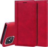 Frosted zakelijke magnetische horizontale flip PU lederen tas met houder & kaartsleuf & lanyard voor iPhone 12/12 Pro (rood)