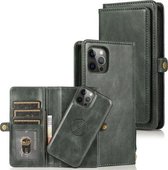 Meerdere kaartsleuven Afneembare magnetische horizontale flip lederen tas met kaartsleuven & houder & portemonnee voor iPhone 12 Pro Max (donkergroen)