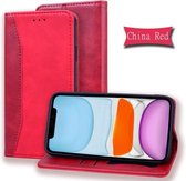 Voor iPhone XR Business Stitching Horizontale flip lederen tas met dubbele vouw & beugel & kaartsleuven & fotolijst & portemonnee (rood)