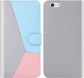 Voor iPhone 6s / 6 Tricolor Stitching Horizontale Flip TPU + PU lederen tas met houder & kaartsleuven en portemonnee (grijs)