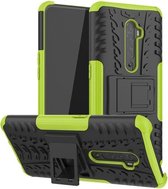 Voor OPPO Reno2 Tyre Texture Shockproof TPU + PC beschermhoes met houder (groen)