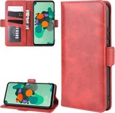 Voor Huawei Nova 5i Pro / Mate 30 Lite / Nova 5Z Dubbele Gesp Crazy Horse Zakelijke Mobiele Telefoon Holster met Kaart Portemonnee Beugel Functie (Rood)