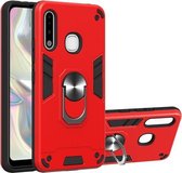 Voor Samsung Galaxy A70e 2 in 1 Armor Series PC + TPU beschermhoes met ringhouder (rood)