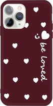 Voor iPhone 11 Pro Lachend Gezicht Meerdere Love-hearts Patroon Kleurrijke Frosted TPU Telefoon Beschermhoes (Wijnrood)