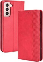 Voor Samsung Galaxy S21 5G Magnetische Gesp Retro Crazy Horse Textuur Horizontale Flip Leren Case met Houder & Kaartsleuven & Fotolijst (Rood)