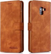 Voor Galaxy A8 (2018) Diaobaolee Pure Fresh Texture Horizontale Flip Leather Case, met houder & kaartsleuf & portemonnee & fotolijst (geel)