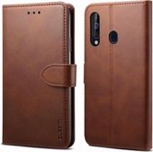 Voor Galaxy A20 / A30 GUSSIM Zakelijke stijl horizontale flip lederen tas met houder & kaartsleuven en portemonnee (bruin)