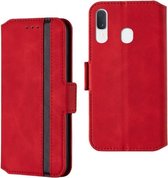Voor Galaxy A20 / A30 Retro Frosted Oil Side Horizontale Flip Case met houder & kaartsleuven (rood)