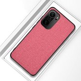 Voor Xiaomi Redmi K40 / K40 Pro / K40 Pro + schokbestendige stoffen textuur PC + TPU beschermhoes (roze)