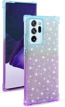 Voor Samsung Galaxy Note20 Ultra Gradient Glitter Poeder Schokbestendig TPU Beschermhoes (Blauw Paars)