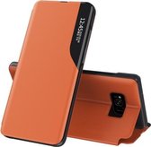 Voor Samsung Galaxy S8 zijdisplay magnetisch schokbestendig horizontaal flip lederen tas met houder (oranje)