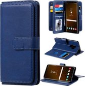 Voor Samsung Galaxy S9 + multifunctionele magnetische koperen gesp horizontale flip effen kleur lederen tas met 10 kaartsleuven & portemonnee & houder & fotolijst (donkerblauw)