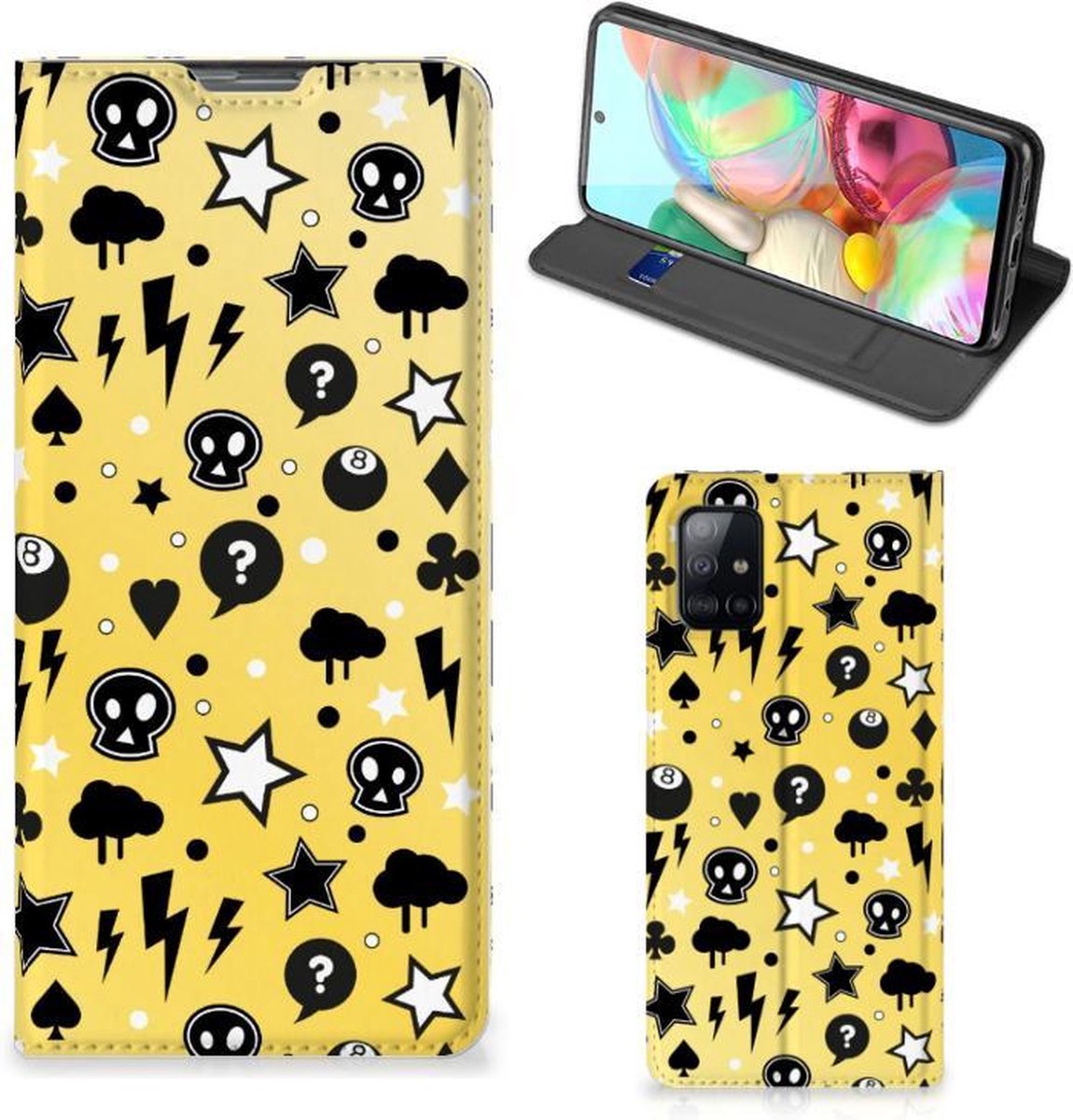 Mobiel BookCase Samsung Galaxy A71 Punk Geel