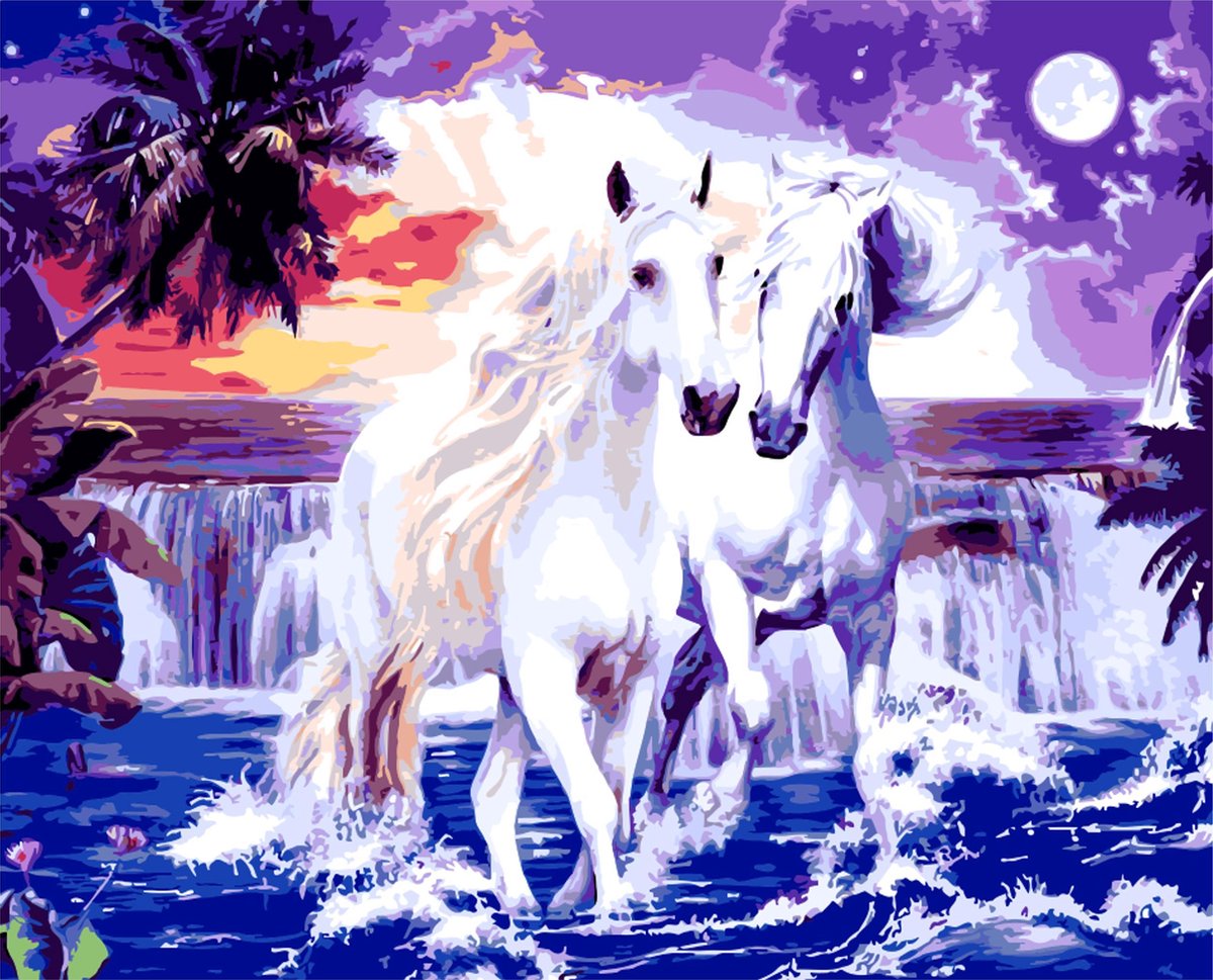 Paint by Number - Schilderen op Nummer - Running horses - paintbynumber.eu