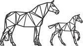 Bois-Cadeau - Cheval avec poulain - Petit - Zwart - Animaux et formes géométriques - Bois - Découpé au laser