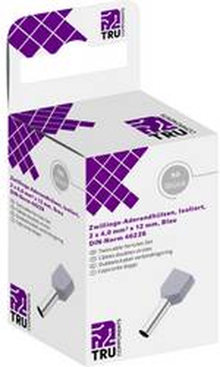 TRU COMPONENTS T1906C157 Dubbele adereindhulzen 4 mm² Deels geïsoleerd Grijs 50 stuk(s)