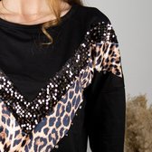 Tricot top met pailletten - Zwart