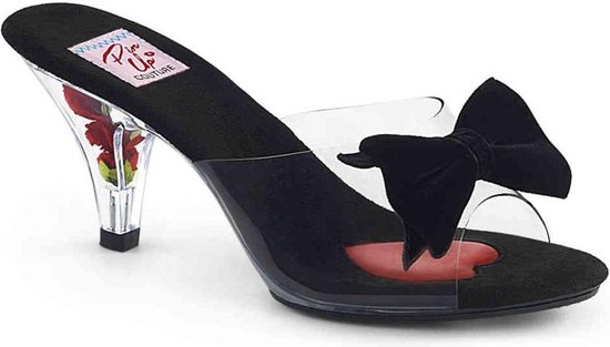 Pin Up Couture - BELLE-301BOW Muiltjes met hak - US 12 - 42 Shoes - Zwart/Transparant
