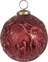 Clayre & Eef Kerstbal Ø 10 cm Rood Glas Rond Kerstboomversiering Kerstversiering Kerstdecoratie