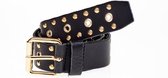 Elvy Fashion - Studs/Eyelets Belt Women 40731 - Black Gold - Size L