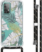 iMoshion Design hoesje met koord Samsung Galaxy A52(s) (5G/4G) - Bladeren - Zwart / Goud