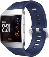 Siliconen Smartwatch bandje - Geschikt voor Fitbit Ionic siliconen bandje - donkerblauw - Strap-it Horlogeband / Polsband / Armband - Maat: Maat S