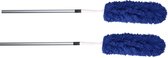 Set van 2x stuks microvezel plumeau/duster met telescoopsteel blauw 75 - 150 cm - Huishuidelijke producten/schoonmaken/afstoffen