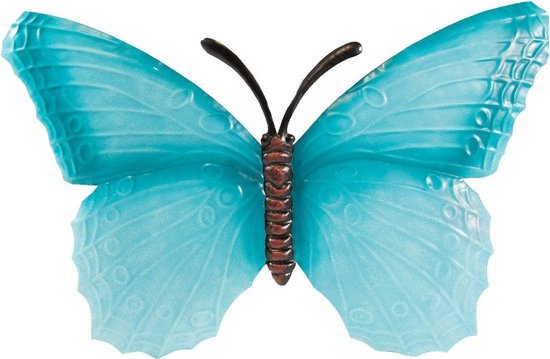 Parana rivier Recensent Kloppen Tuindecoratie vlinder van metaal turquoise/blauw 40 cm - Schutting/muur  decoratie... | bol.com