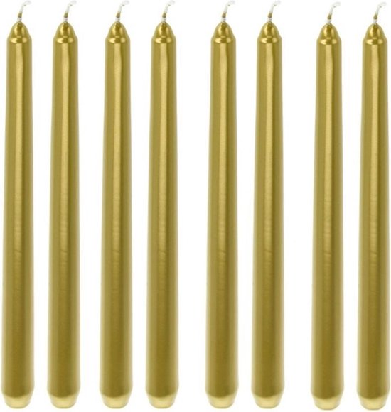 8x Bougies dorées/bougies longues 25 cm - Bougies de table dorées