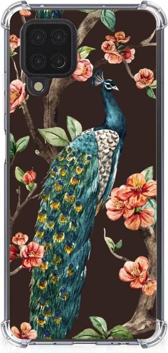 Samsung Galaxy A12 Case Anti-shock Pauw met Bloemen