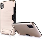 Ultradunne TPU + pc-beschermhoes voor iPhone X / XS, met kaartsleuf en houder (goud)