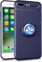 Metalen ringhouder 360 graden roterende TPU-hoes voor iPhone 8 Plus & 7 Plus (blauw)