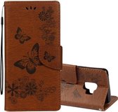 Voor Samsung Galaxy S9 Vintage Reliëf Bloemen Vlinder Patroon Horizontale Flip Leren Case met Kaartsleuf & Houder & Portemonnee & Lanyard (Bruin)