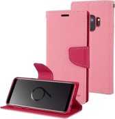 GOOSPERY FANCY DAGBOEK voor Galaxy S9 Cross Texture Horizontale Flip Leren Case met Kaartsleuven & Portemonnee & Houder (Roze)