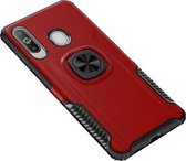 Schokbestendige magnetische autohoes met 360 graden gouden pantserring voor Galaxy A60 (rood)