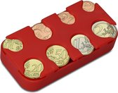 kwmobile Muntenhouder met 8 vakken - Munthouder voor euro's - Voor 1 cent t/m 2 euro - Houder voor kleingeld in rood