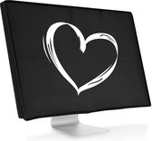 kwmobile hoes geschikt voor 24-26" Monitor - beschermhoes voor beeldscherm - Brushed Hart design - wit / zwart