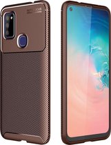 Mobigear Hoesje geschikt voor Samsung Galaxy M51 Telefoonhoesje Flexibel TPU | Mobigear Racing Backcover | Galaxy M51 Case | Back Cover - Bruin