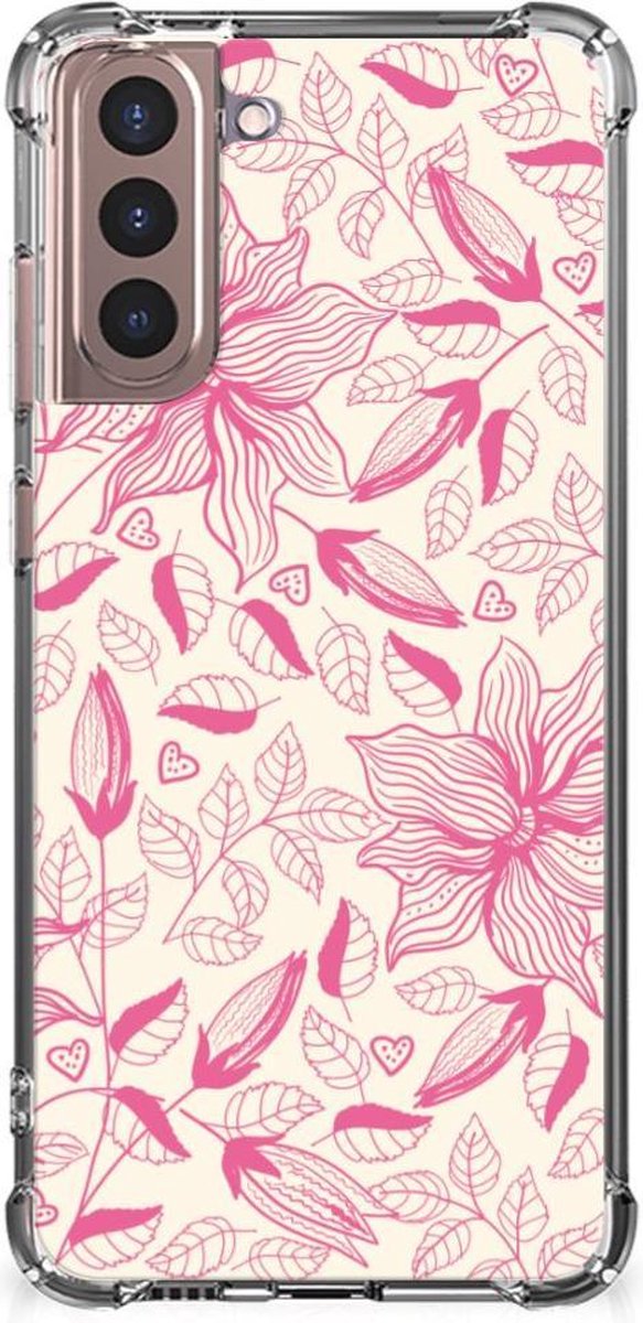 TPU Case Anti-Shock voor Samsung Galaxy S21 Plus Case Pink Flowers