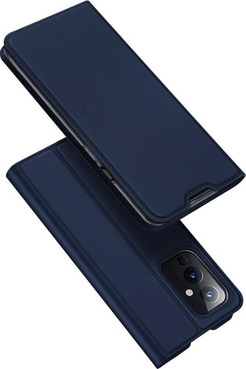 OnePlus 9 Bookcase Hoesje Donkerblauw- Dux Ducis (Skin Serie) + Cacious Screen Protector